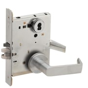 SCHLAGE Grade 1 Storeroom Mortise Lock, Schlage FSIC Less Core, 06 Lever, A Rose, Satin Chrome Finish, Field L9080J 06A 626